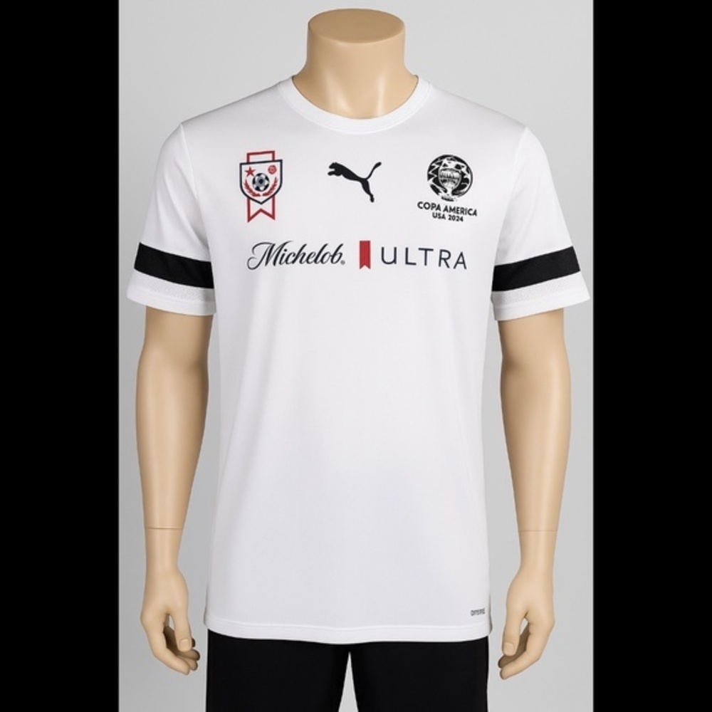 Puma Copa América USA 2024 Men’s Jersey – White/Black – Size L–NEW